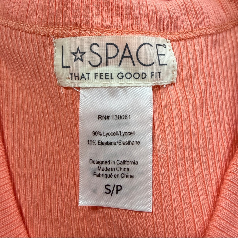 L*Space Wome’s Sandpiper Maxi Dress Sleeveless Ribbed Side Ruched Putty Orange S - Picture 10 of 14